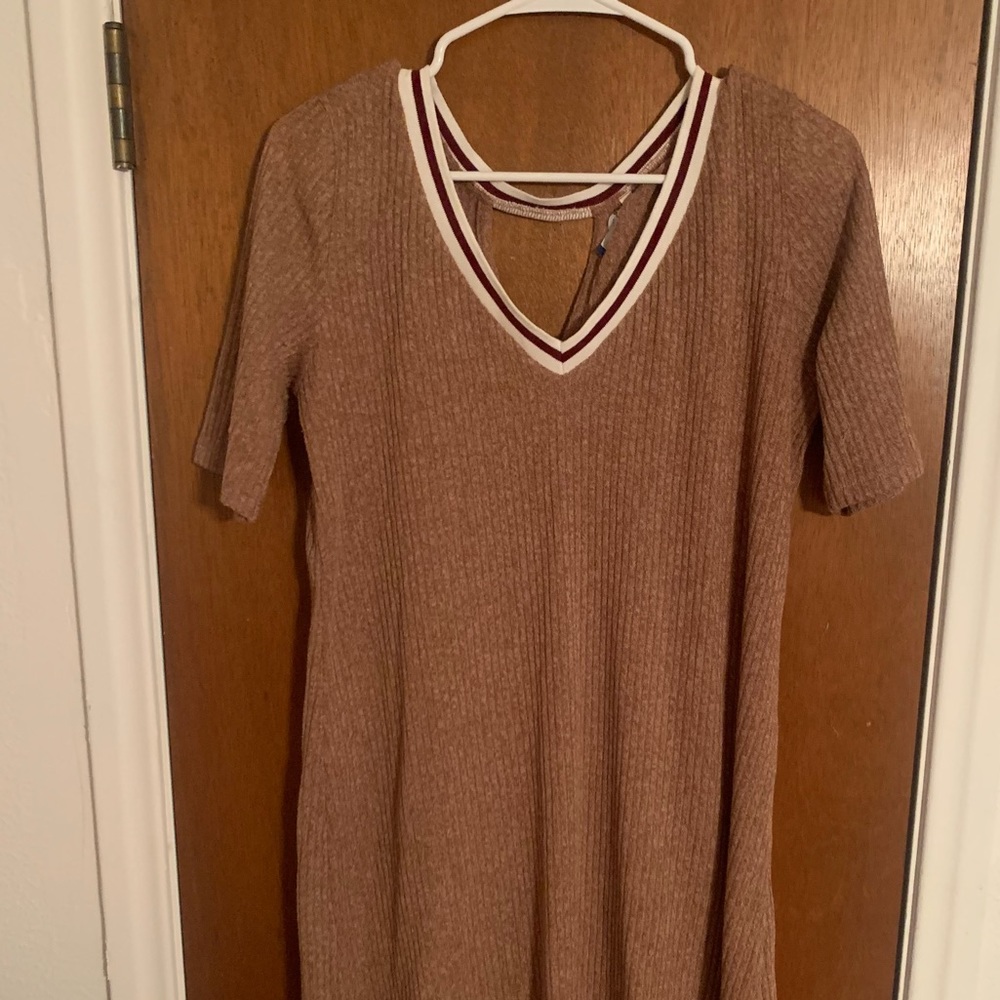 V Neck Boyfriend Sweater Dress